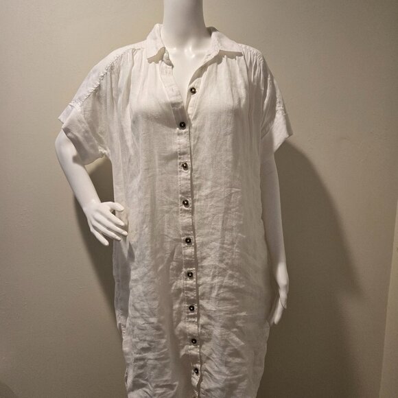 J. Crew Dresses & Skirts - J Crew Baird McNutt Irish Linen Short Sleeved Shirt Dress White S